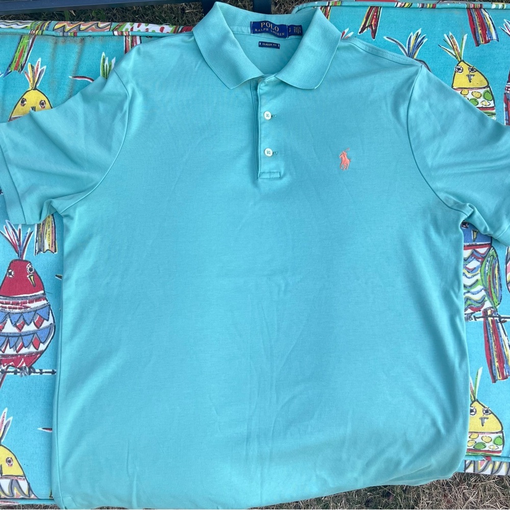 Polo Ralph Lauren Teal w/ yellow emblem Classic Fit Men’s Polo Shirt Size SP